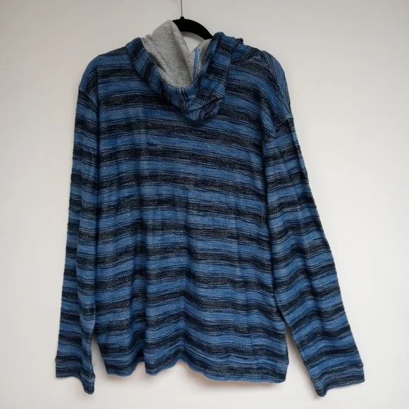 LUCKY BRAND MENS BAJA STRIPE HOODIE 100 % COTTON BIG TALL MAN SIZE XXL BLUE NWT - Picture 2 of 8